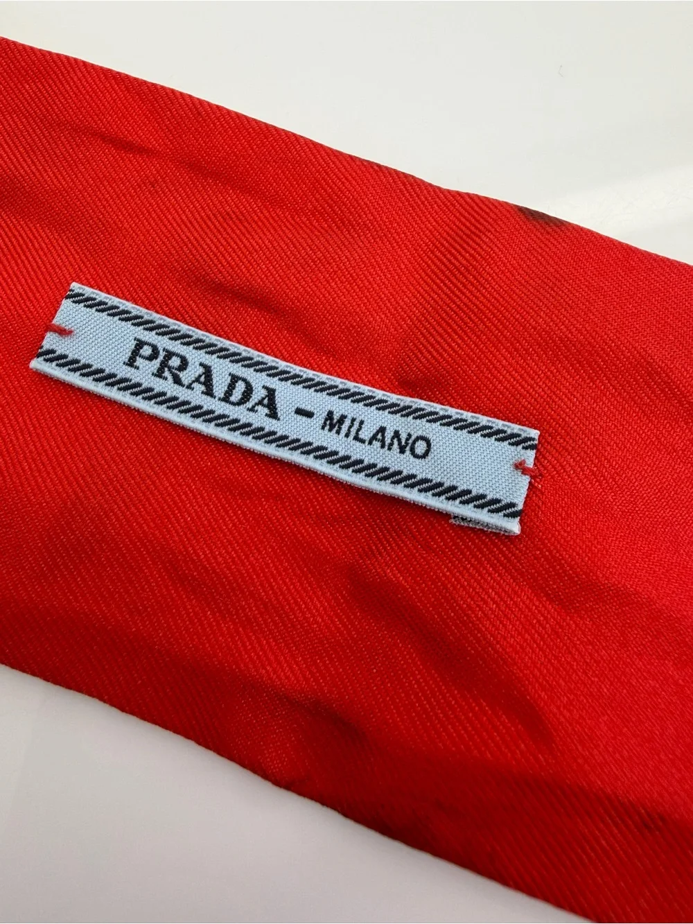 Prada Geometric Red & Multicolor Twilly Scarf